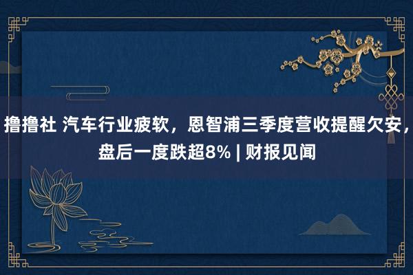 撸撸社 汽车行业疲软，恩智浦三季度营收提醒欠安，盘后一度跌超8% | 财报见闻