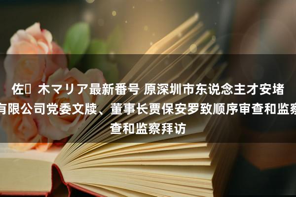 佐々木マリア最新番号 原深圳市东说念主才安堵集团有限公司党委文牍、董事长贾保安罗致顺序审查和监察拜访