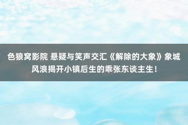 色狼窝影院 悬疑与笑声交汇《解除的大象》象城风浪揭开小镇后生的乖张东谈主生！