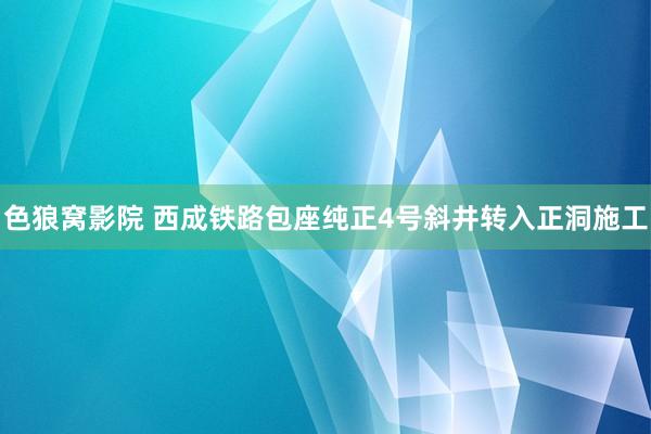 色狼窝影院 西成铁路包座纯正4号斜井转入正洞施工