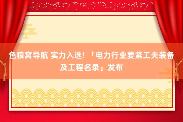 色狼窝导航 实力入选! 「电力行业要紧工夫装备及工程名录」发布