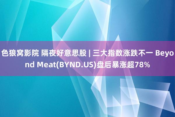 色狼窝影院 隔夜好意思股 | 三大指数涨跌不一 Beyond Meat(BYND.US)盘后暴涨超78%