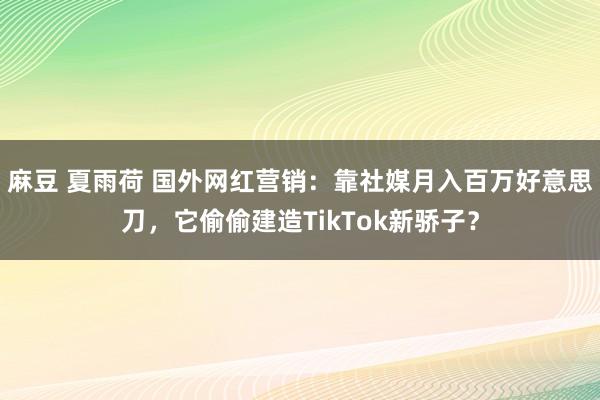 麻豆 夏雨荷 国外网红营销：靠社媒月入百万好意思刀，它偷偷建造TikTok新骄子？