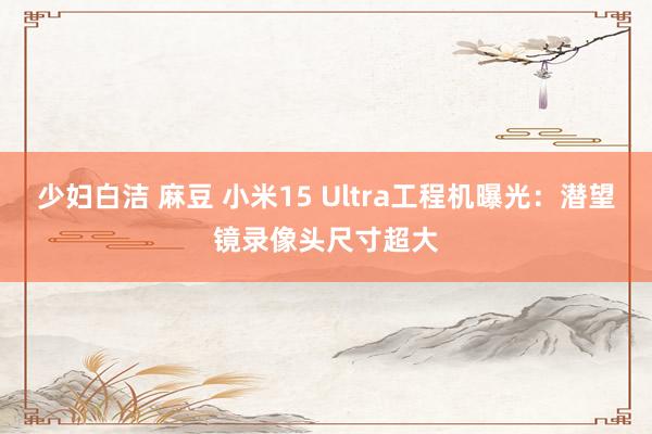 少妇白洁 麻豆 小米15 Ultra工程机曝光：潜望镜录像头尺寸超大