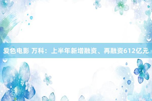 爱色电影 万科：上半年新增融资、再融资612亿元