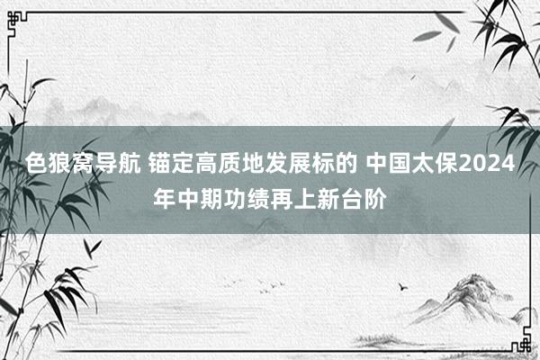 色狼窝导航 锚定高质地发展标的 中国太保2024年中期功绩再上新台阶